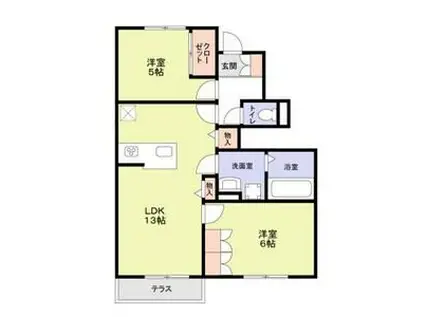 フォレ トゥーナ(2LDK/1階)の間取り写真