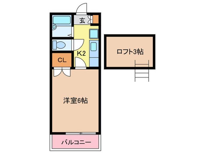 ステーションコーポ福間(1K/2階)の間取り写真