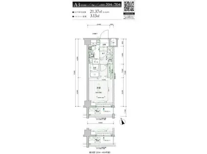 メインステージ横濱三ッ沢(1K/2階)の間取り写真