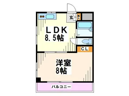 タクジムタカノ(1LDK/3階)の間取り写真