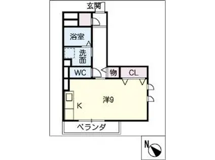 パーシモン(ワンルーム/1階)の間取り写真