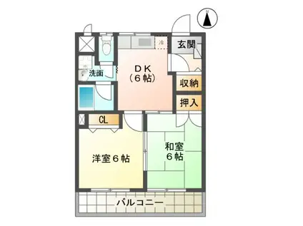 十一屋DOA(2DK/3階)の間取り写真