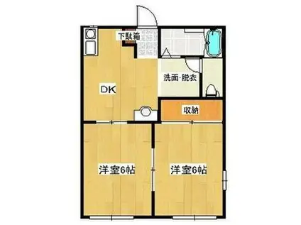 レジデンス北河原B(2DK/1階)の間取り写真