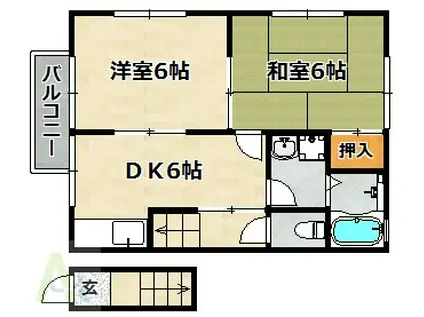 サンハイツ二葉(2DK/2階)の間取り写真