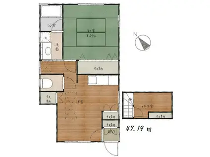 ノースハウス(1LDK/1階)の間取り写真