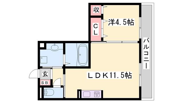 ベルフォーレII(1LDK/2階)の間取り写真