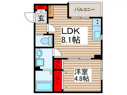ヴァレ ブランシュ(1LDK/3階)の間取り写真
