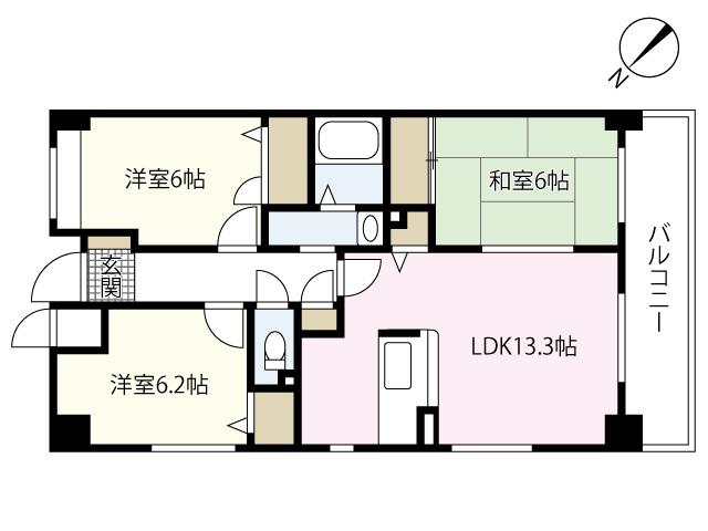 エスペランサ西原(3LDK/4階)の間取り写真