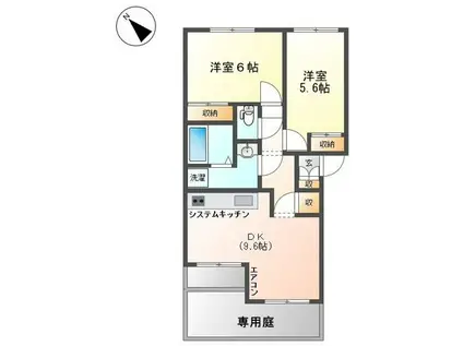 グレースヴィラI(2DK/1階)の間取り写真