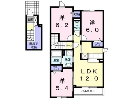ラ・パーチェ上江別B(3LDK/2階)の間取り写真
