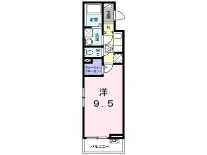 ベルヴィラ(1K/1階)の間取り写真