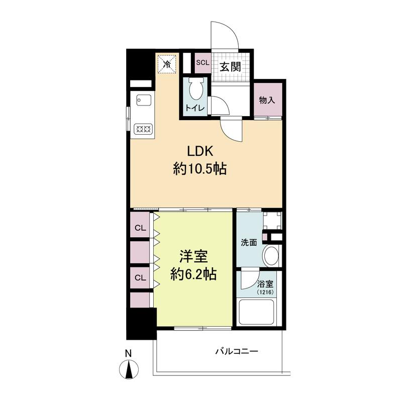 アプリーレ堺筋本町(1LDK/9階)の間取り写真