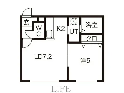 キャステル東札幌(1LDK/3階)の間取り写真