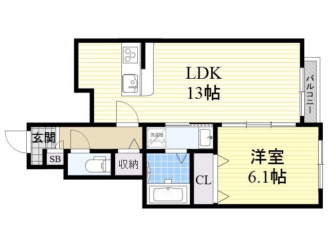 CASAあびこ道(1LDK/1階)の間取り写真