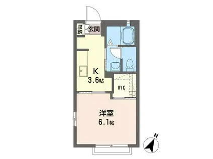 ウハラハイツC(1K/1階)の間取り写真