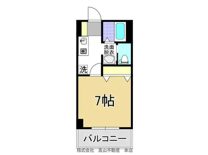 ラリーグラス22(1K/1階)の間取り写真