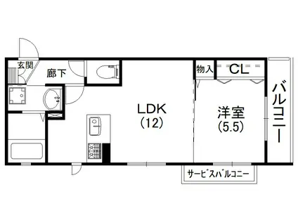 アンスリウム(1LDK/3階)の間取り写真