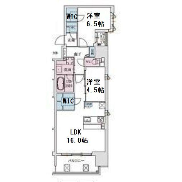 スプランディッド本町グラン(2LDK/5階)の間取り写真