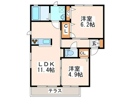 ガーデンコート(2LDK/1階)の間取り写真