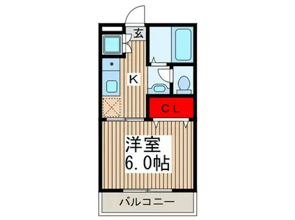 コスモプラザI(1K/1階)の間取り写真