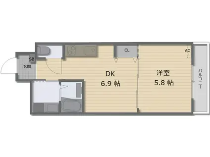 メゾン・ド・ショコラ(1DK/4階)の間取り写真