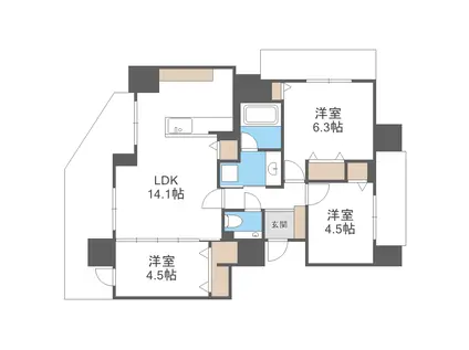 グランファーレ桑園パークサイド(3LDK/8階)の間取り写真