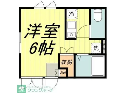 ベルカーサ(ワンルーム/1階)の間取り写真