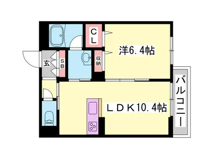 ドゥエラ(1LDK/2階)の間取り写真