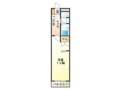 KURIMAマンション(1K/6階)の間取り写真