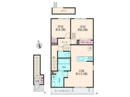 BELLE LEAD(2LDK/2階)の間取り写真