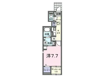 アクアプラ浅江7 I 1KHSW(1K/1階)の間取り写真