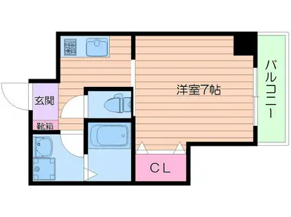 レジデンス心斎橋(1K/2階)の間取り写真