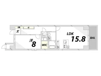 キャッスルコート龍野町(1LDK/6階)の間取り写真
