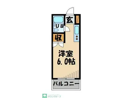 KIコーポ(ワンルーム/2階)の間取り写真