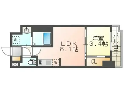 ブランシエスタ河原町(1LDK/3階)の間取り写真