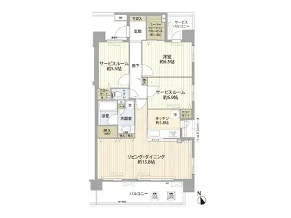 デュオスイートTX(1SLDK/4階)の間取り写真