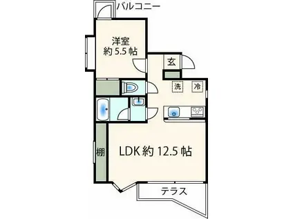 ガーデントキワ(1LDK/1階)の間取り写真