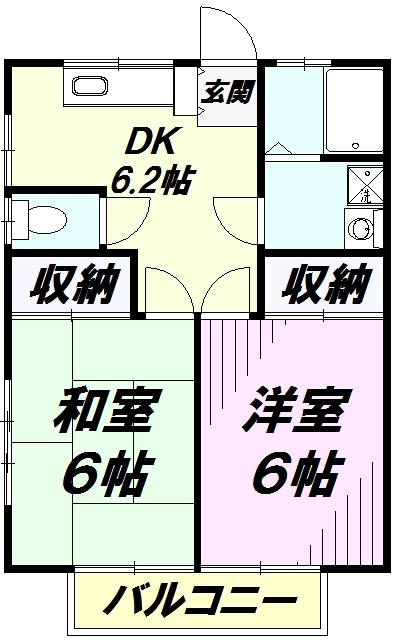 フラワーイン宮本(2DK/2階)の間取り写真