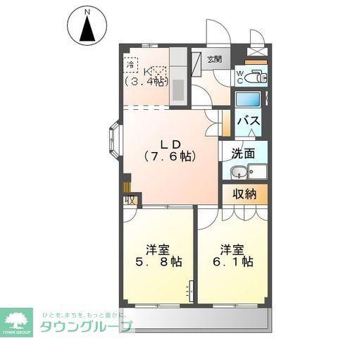 プリベールアイカワII(2LDK/1階)の間取り写真