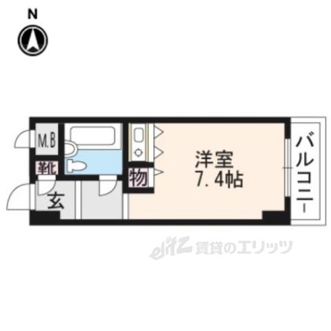 コスモL下鴨(1K/4階)の間取り写真
