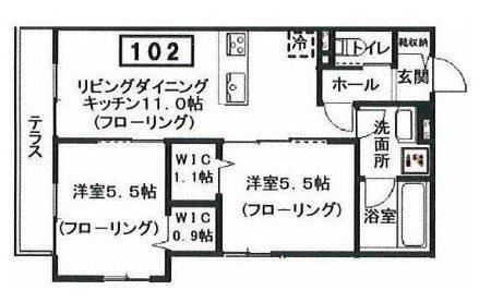 へーベルメゾン宮前2丁目(2LDK/1階)の間取り写真