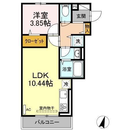 エクセリア若宮(1LDK/2階)の間取り写真