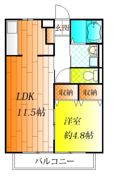 グリーンハイツ古市(1LDK/2階)の間取り写真