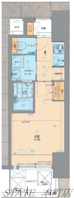 W-STYLE福島IIWISTARIA(1K/2階)の間取り写真
