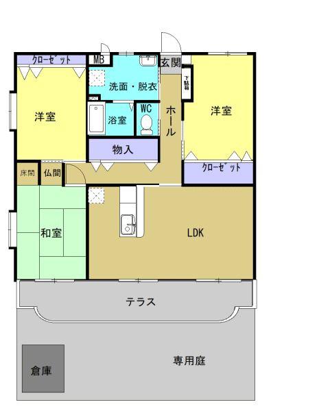 黒木ビル(3LDK/1階)の間取り写真