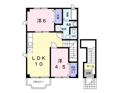エスポワール古国府A(2LDK/2階)の間取り写真