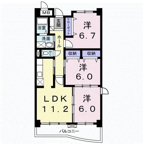 サンフィールド(3LDK/3階)の間取り写真