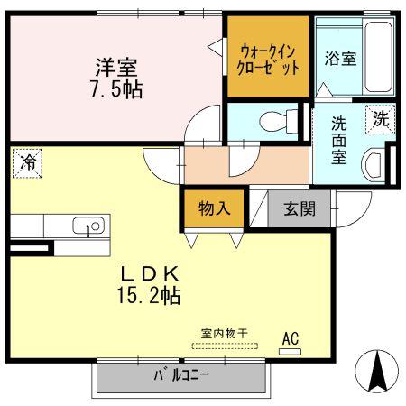 シャルマン アカネ(1LDK/2階)の間取り写真