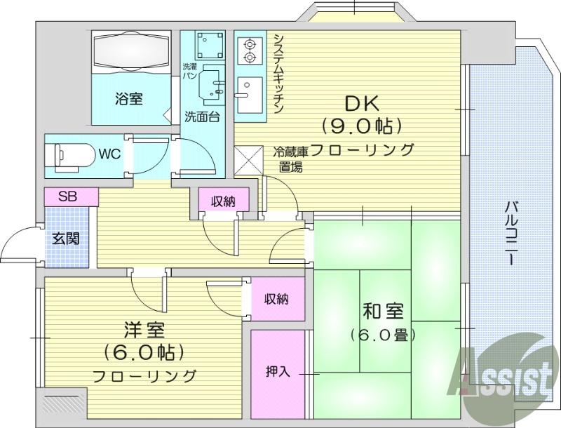 グラン・ドミール燕沢(2DK/7階)の間取り写真