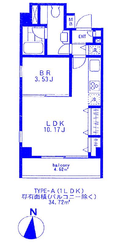 SQUARE ONE(1LDK/4階)の間取り写真